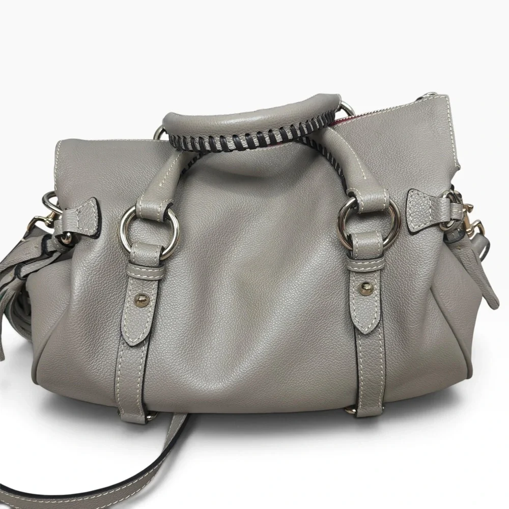 Dooney & Bourke Pebble Leather Satchel & Wallet Set Women Taupe Tassel Crossbody
